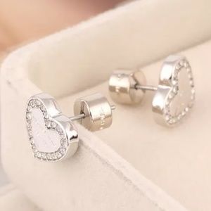 Michael Kors Jewelry - Michael Kors Silver Heart Crystal Stud Earrings Michael Kors Jewelry - Michael Kors Silver Heart Crystal Stud Earrings